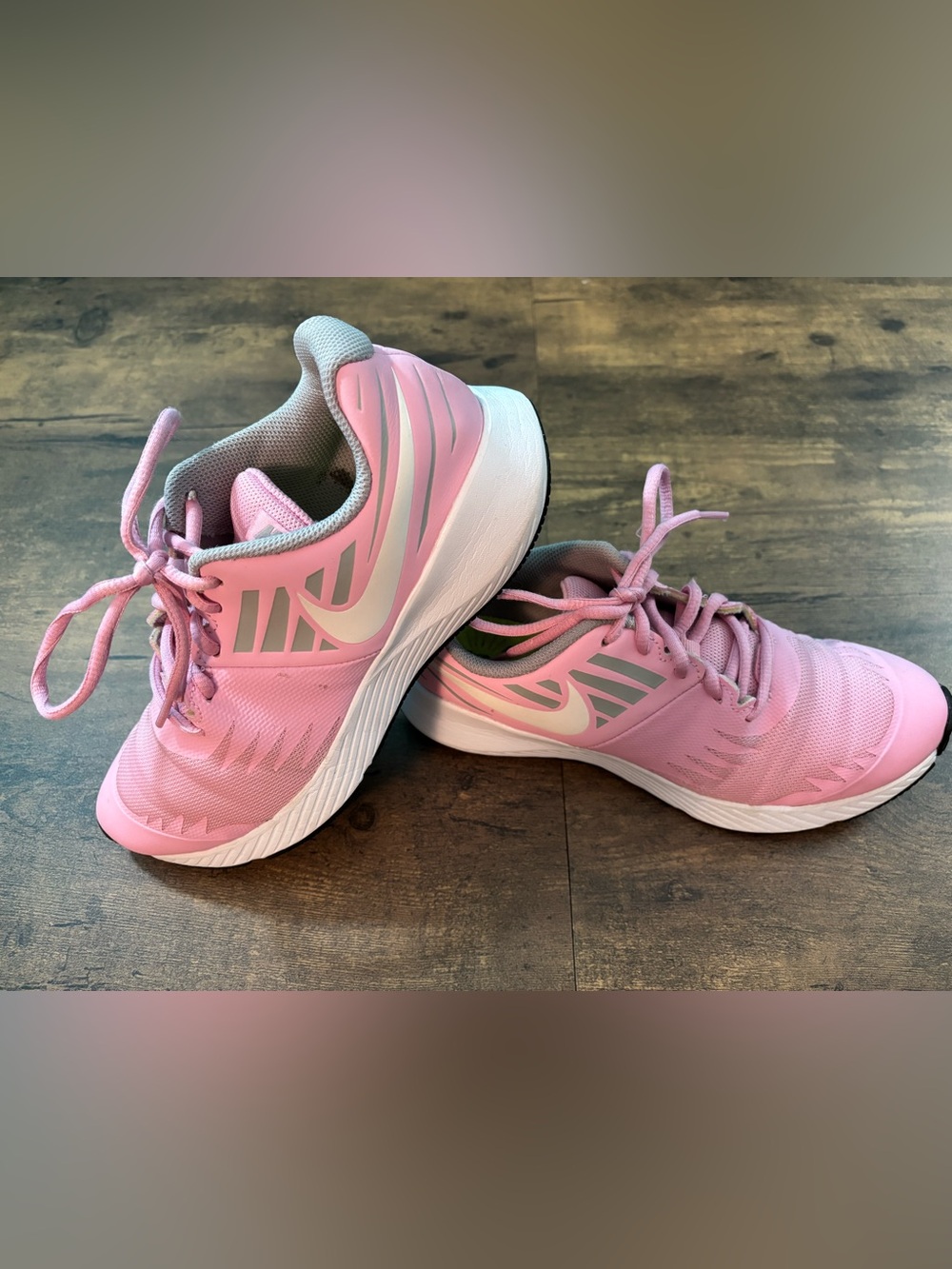 Nike Kid’s Pink and White Athletic Running Shoes 5.5